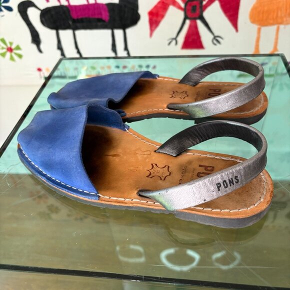 PONS MENORCA Azul Blue & Silver Sandals – Spanish Summer Luxury (Size 10) - Picture 4 of 6